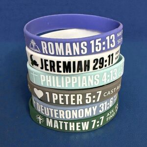 Bible Verse Bracelets - Stackable Wristbands - Set Of 6